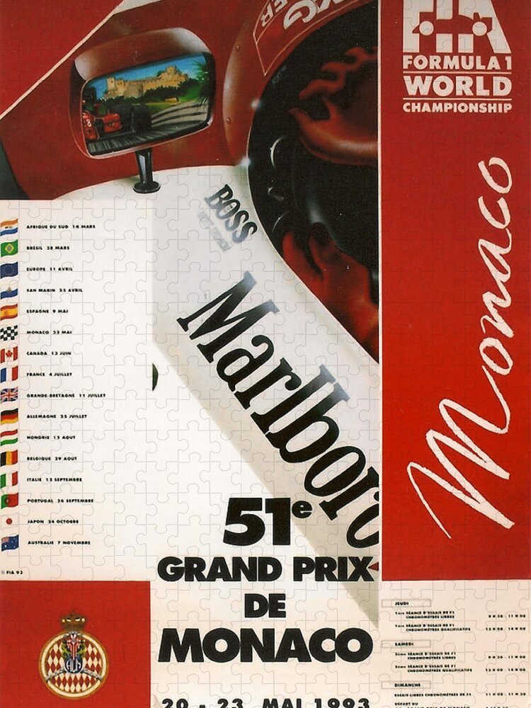 Monaco Grand Prix Jigsaw Puzzle featuring the digital art Monaco F1 1993 by Georgia Clare