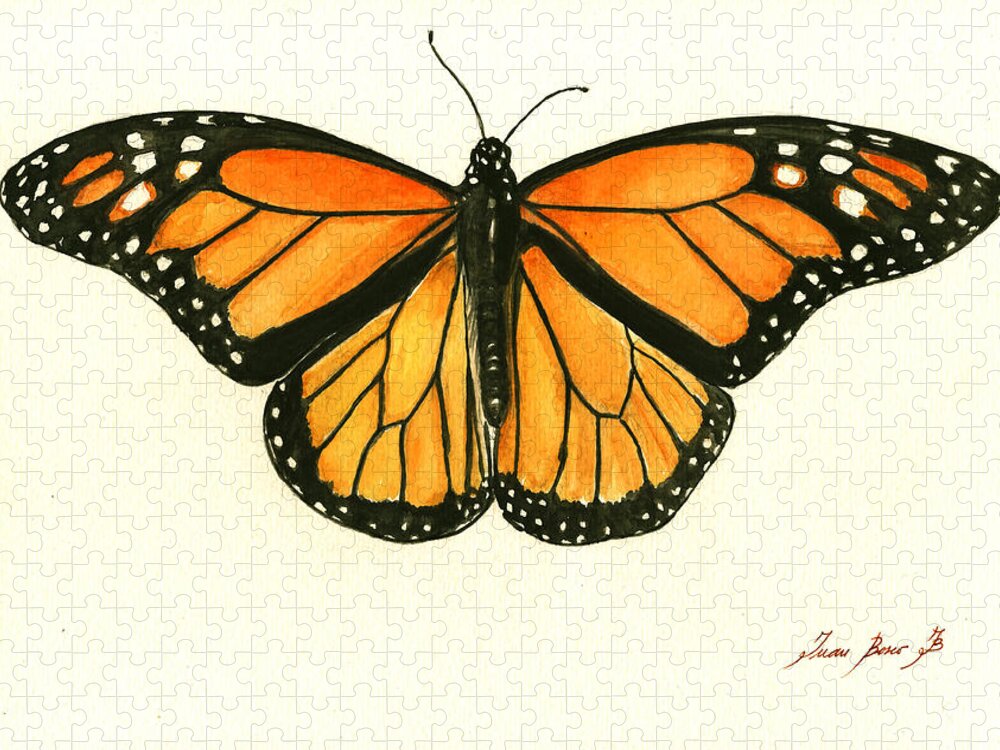  Monarch Butterfly Jigsaw Puzzle featuring the painting Monarch butterfly by Juan Bosco