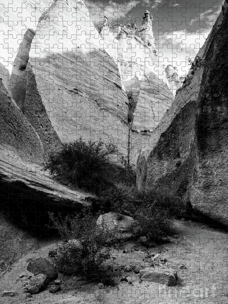 New Jigsaw Puzzle featuring the photograph Monochrome Image of Slot Canyon at Tent Rocks Kasha Katuwe - Jemez Mountains New Mexico by Silvio Ligutti