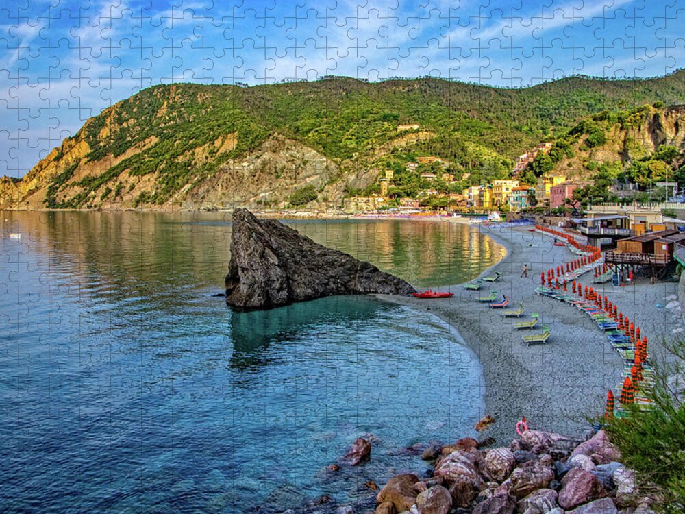 Monterosso Beach And Harbor Jigsaw Puzzle featuring the photograph Monterosso Beach and Harbor by Carolyn Derstine