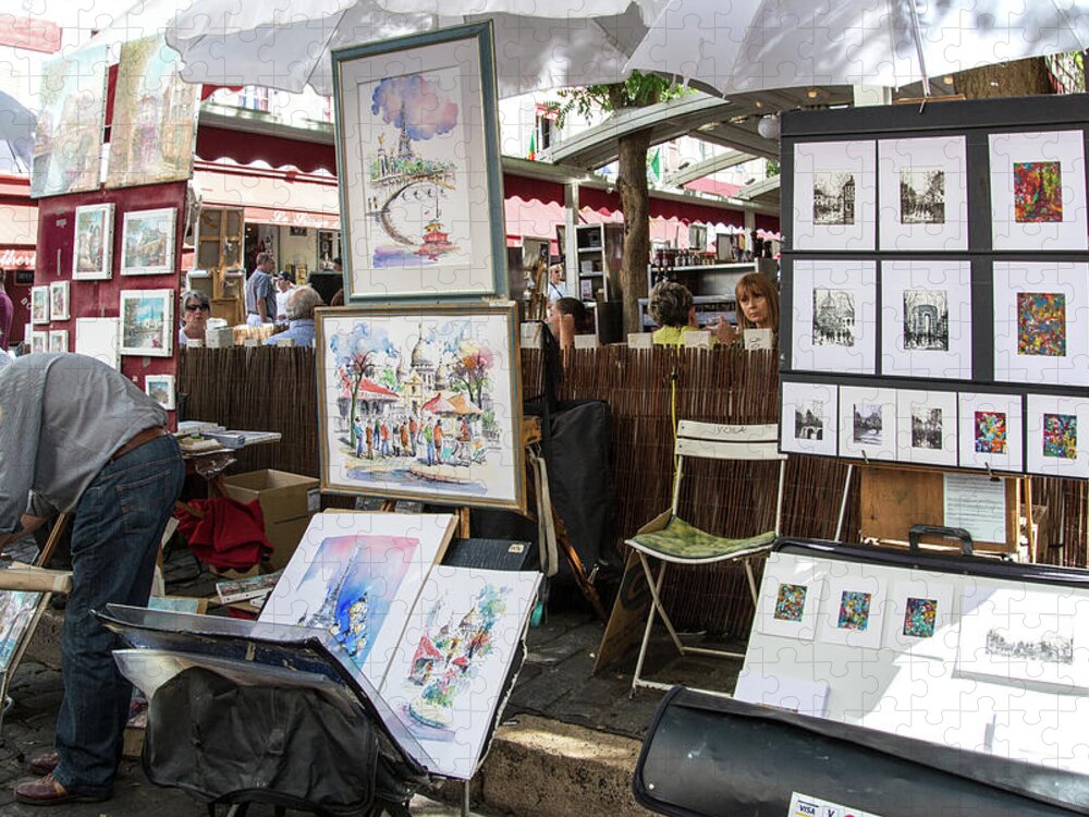 Artist On The Street Jigsaw Puzzle featuring the digital art Montmarte Paris Art on the Street by Carol Ailles