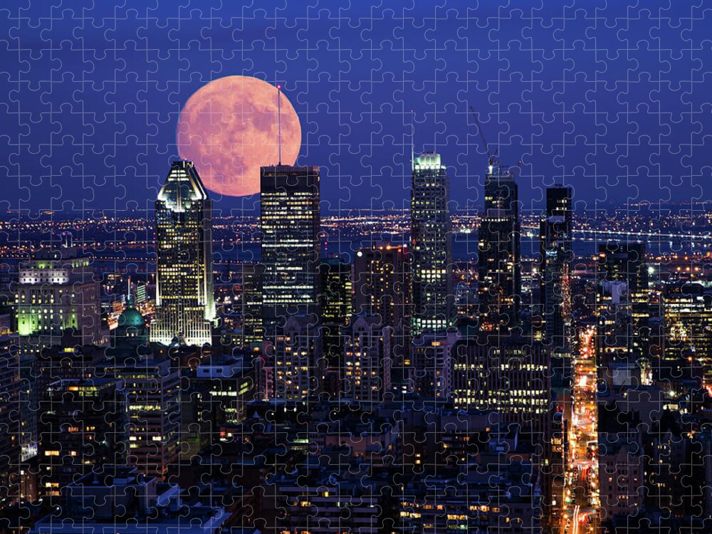 Montreal Jigsaw Puzzle featuring the photograph Montreal Supermoon by Mircea Costina Photography