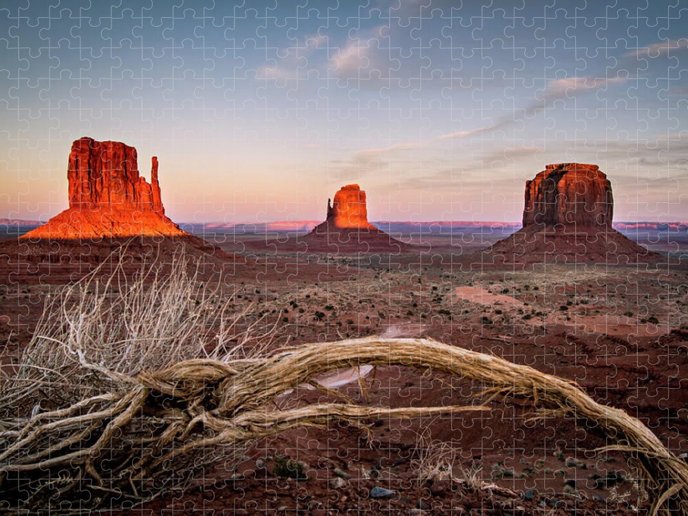 Monument Valley Jigsaw Puzzle featuring the photograph Monument Valley Sunset by Wesley Aston