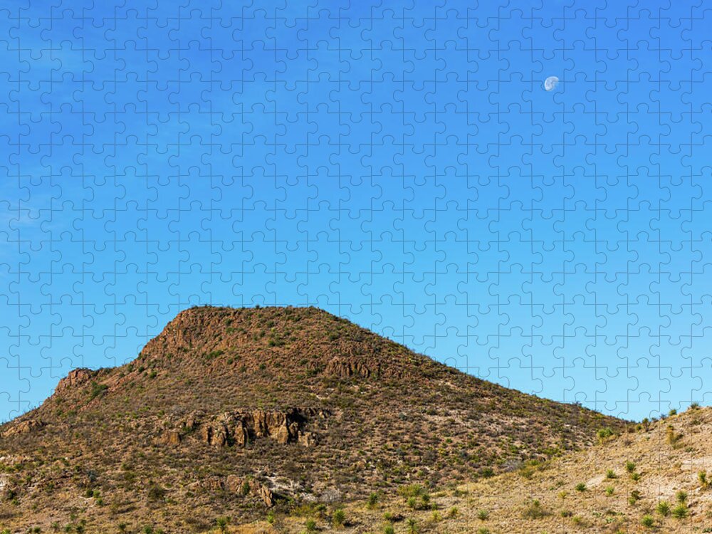 Shafter Jigsaw Puzzle featuring the photograph Moon and Mesa by SR Green