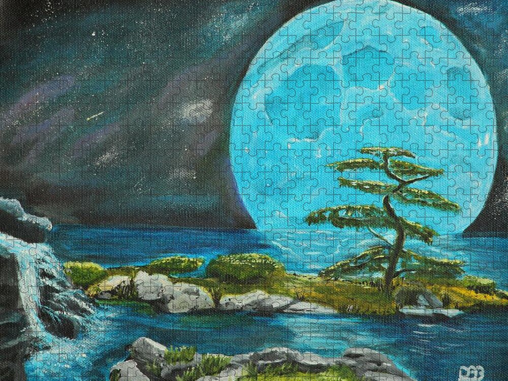 Blue Moon Jigsaw Puzzle featuring the painting Moon Light Dreams by David Bigelow