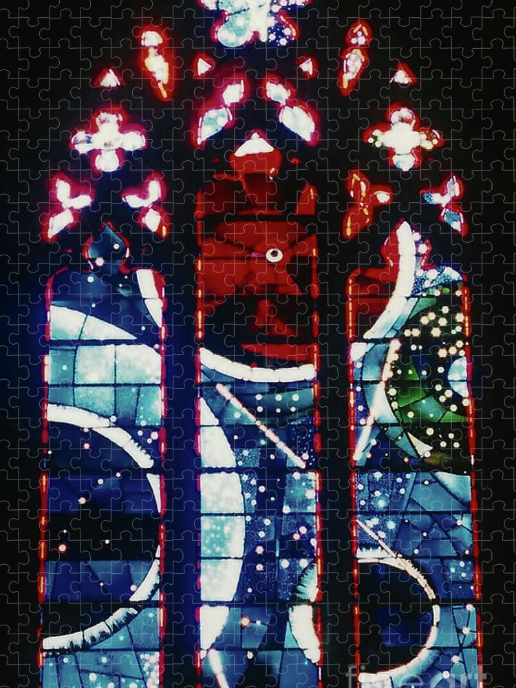 National Cathedral Jigsaw Puzzle featuring the photograph Moon Rock in Space Window by D Hackett
