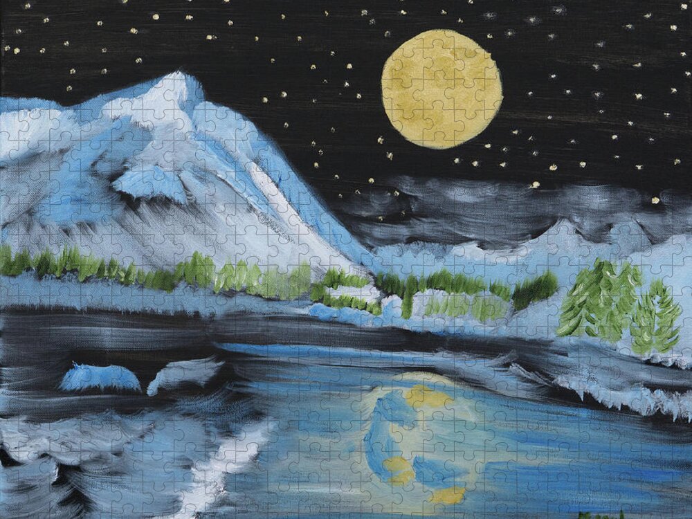 Moonlight Jigsaw Puzzle featuring the painting Moon Wishes by Meryl Goudey