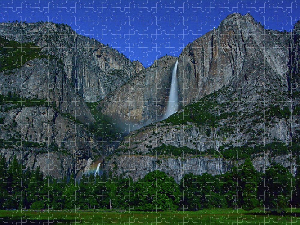 Yosemite Moonbow Jigsaw Puzzle featuring the photograph Moonbow Yosemite Falls by Raymond Salani III