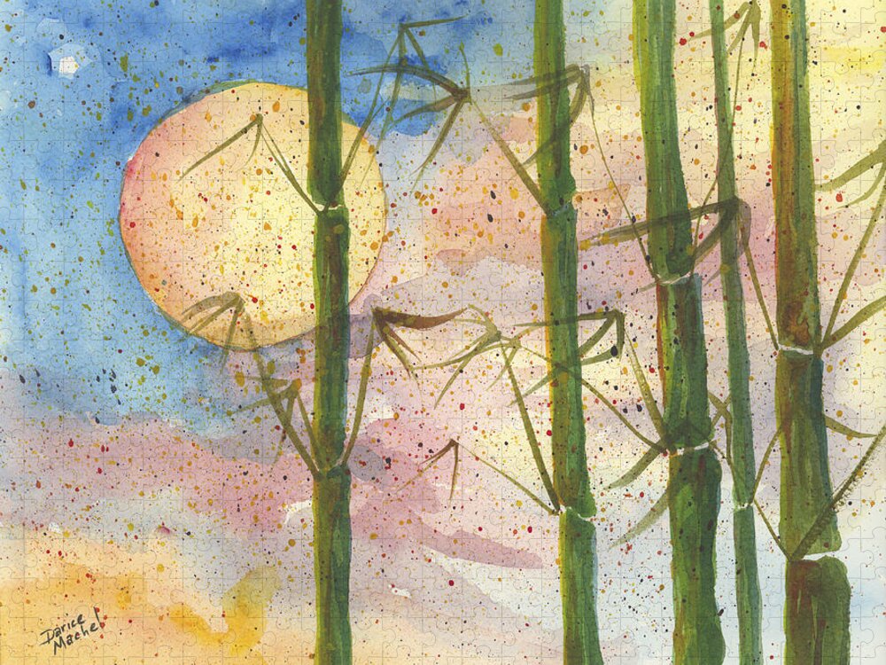 Darice Jigsaw Puzzle featuring the painting Moonlight Bamboo 2 by Darice Machel McGuire