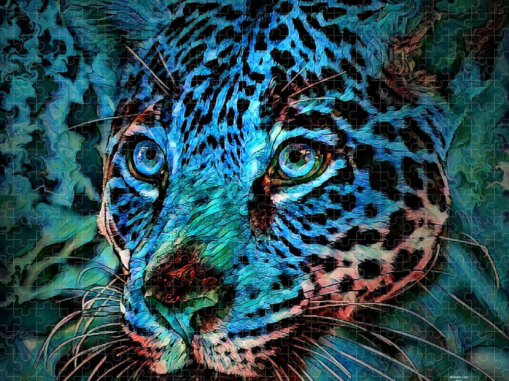 Digital Art Jigsaw Puzzle featuring the digital art moonlight Leopard by Artful Oasis