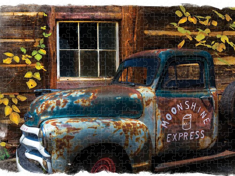 1950s Jigsaw Puzzle featuring the photograph Moonshine Express Bordered by Debra and Dave Vanderlaan