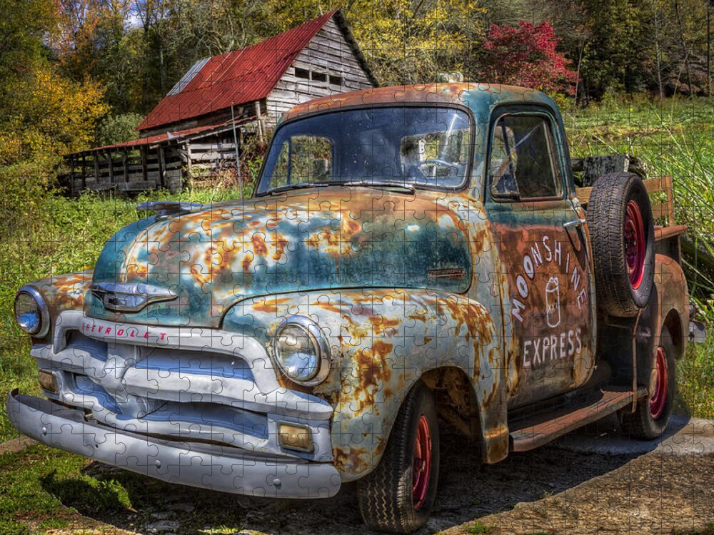 Vintage Jigsaw Puzzle featuring the photograph Moonshine Truck by Debra and Dave Vanderlaan