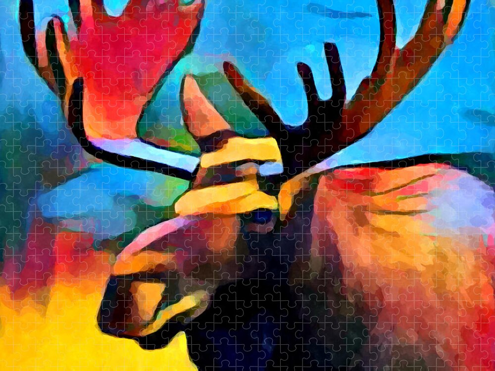 Moose Jigsaw Puzzle featuring the painting Moose by Chris Butler