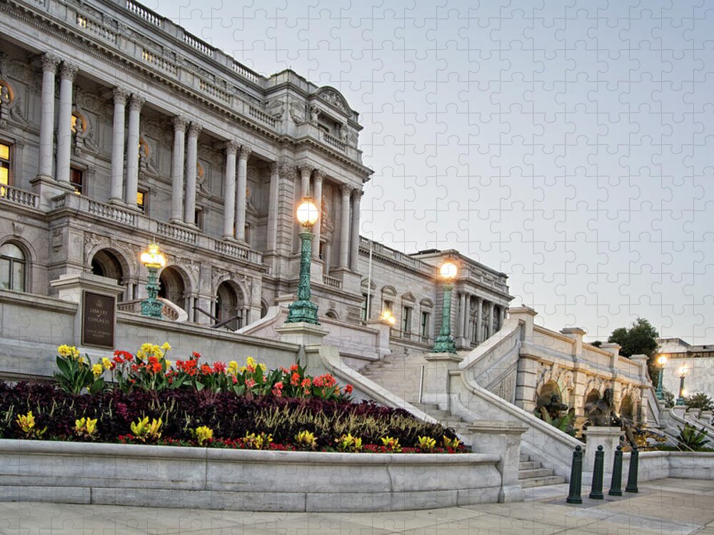 Library Of Congress Jigsaw Puzzle featuring the photograph Morning At the Library of Congress by Greg and Chrystal Mimbs