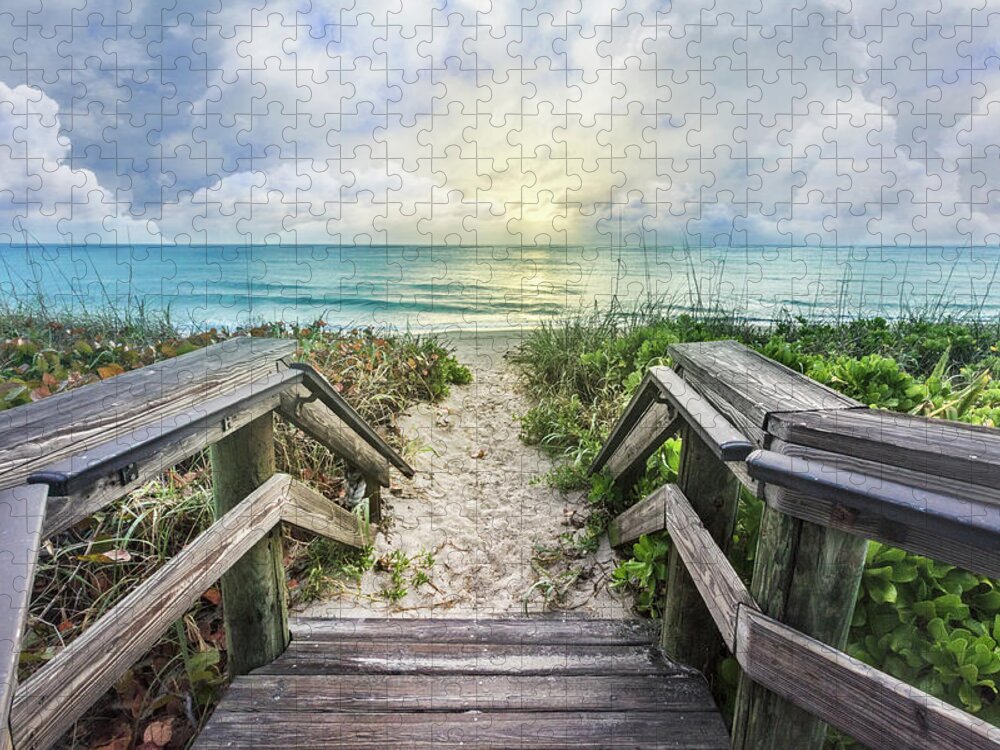 Clouds Jigsaw Puzzle featuring the photograph Morning Blues at the Dune by Debra and Dave Vanderlaan
