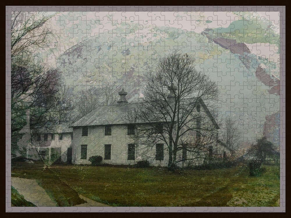 House Jigsaw Puzzle featuring the mixed media Morning Drive by Trish Tritz