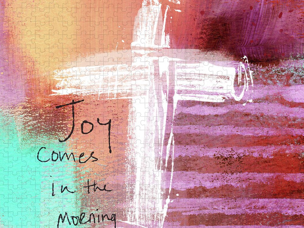 Joy Comes In The Morning Jigsaw Puzzle featuring the mixed media Morning Joy- Abstract Art by Linda Woods by Linda Woods
