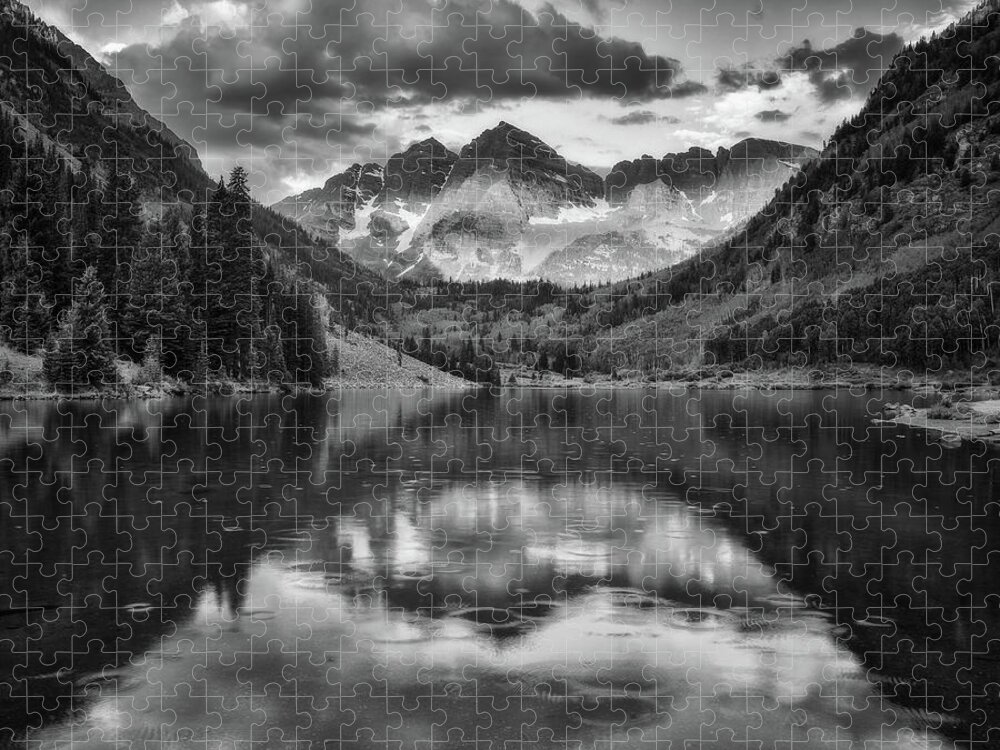 Monochrome Jigsaw Puzzle featuring the photograph Morning Rain at the Bells by Darren White