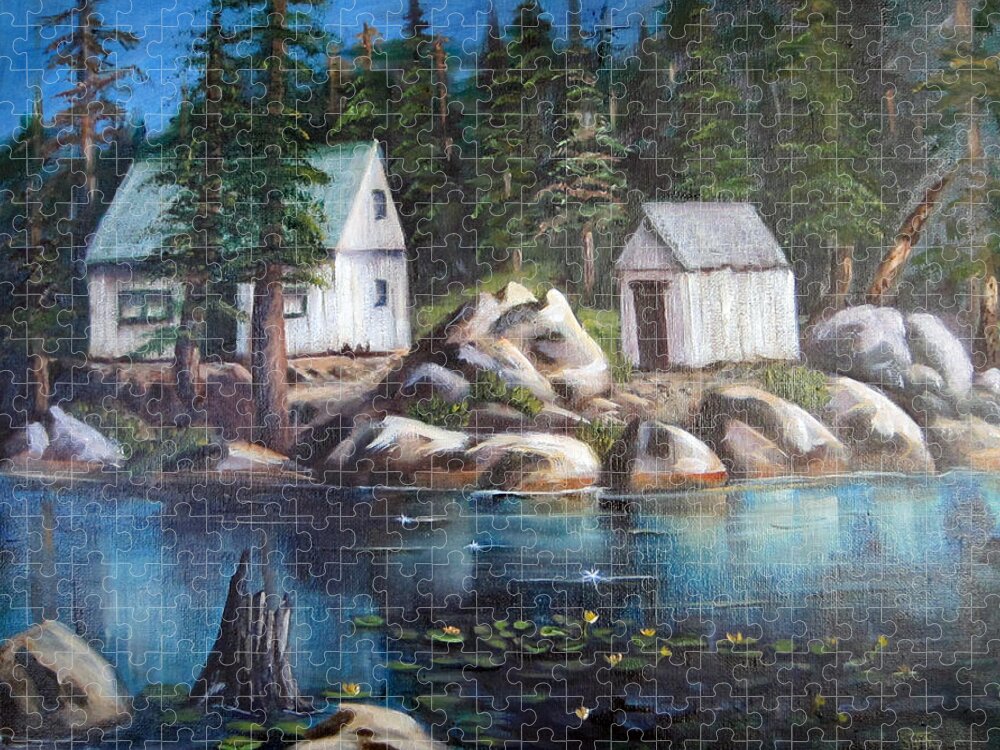 Lake Jigsaw Puzzle featuring the painting Mosquito Lake by Sherry Strong