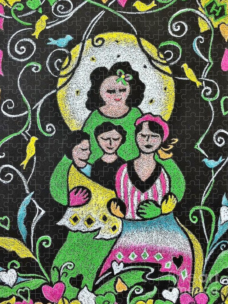 Motherhood Jigsaw Puzzle featuring the pastel Motherhood No. 6 by Heather McFarlane-Watson