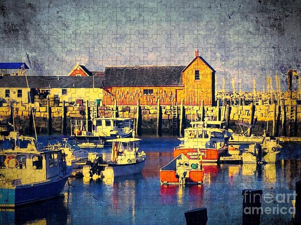 Wharf Jigsaw Puzzle featuring the photograph Motif No. 1 - Sunset Digital Art Oil Print by Diann Fisher