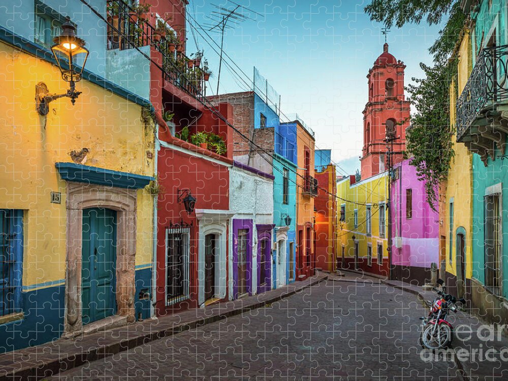 America Jigsaw Puzzle featuring the photograph Motorcycle in Guanajuato by Inge Johnsson