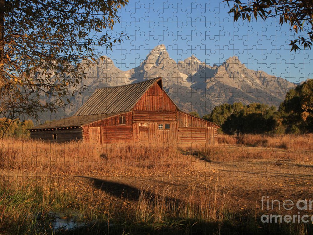 Moulton Barn Jigsaw Puzzle featuring the photograph Moulton Barn at Sunrise by Edward R Wisell