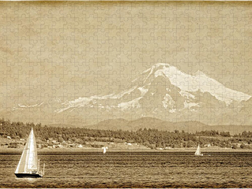 Sailing Jigsaw Puzzle featuring the photograph On A Clear Day Mount Baker by Roxy Hurtubise