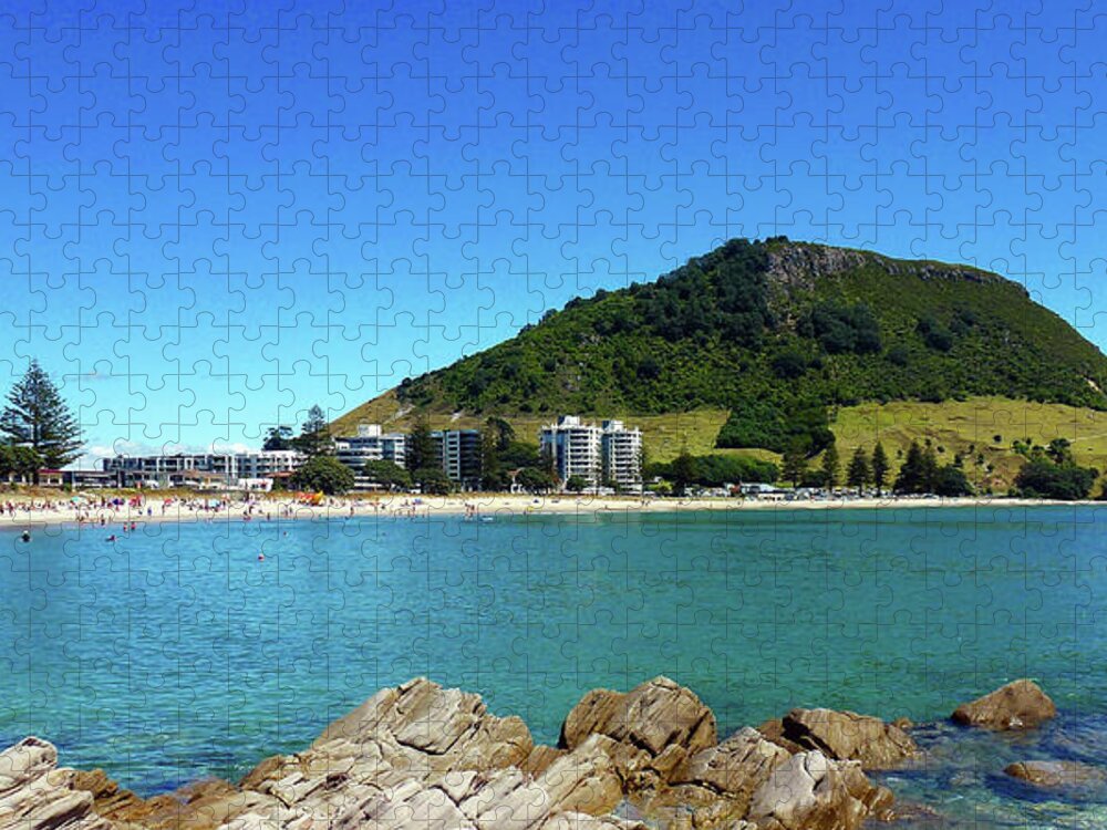 Mount Maunganui Jigsaw Puzzle featuring the photograph Mount Maunganui Beach 10 - Tauranga New Zealand by Selena Boron
