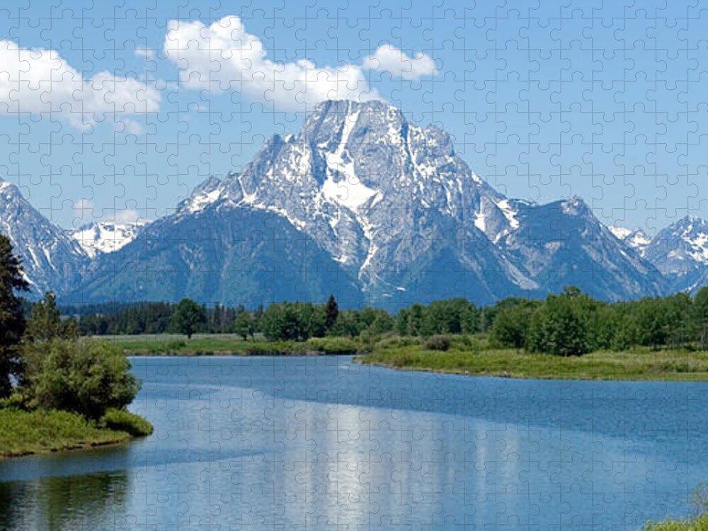Mountains Jigsaw Puzzle featuring the photograph Mount Moran at Oxbow Bend by Max Waugh