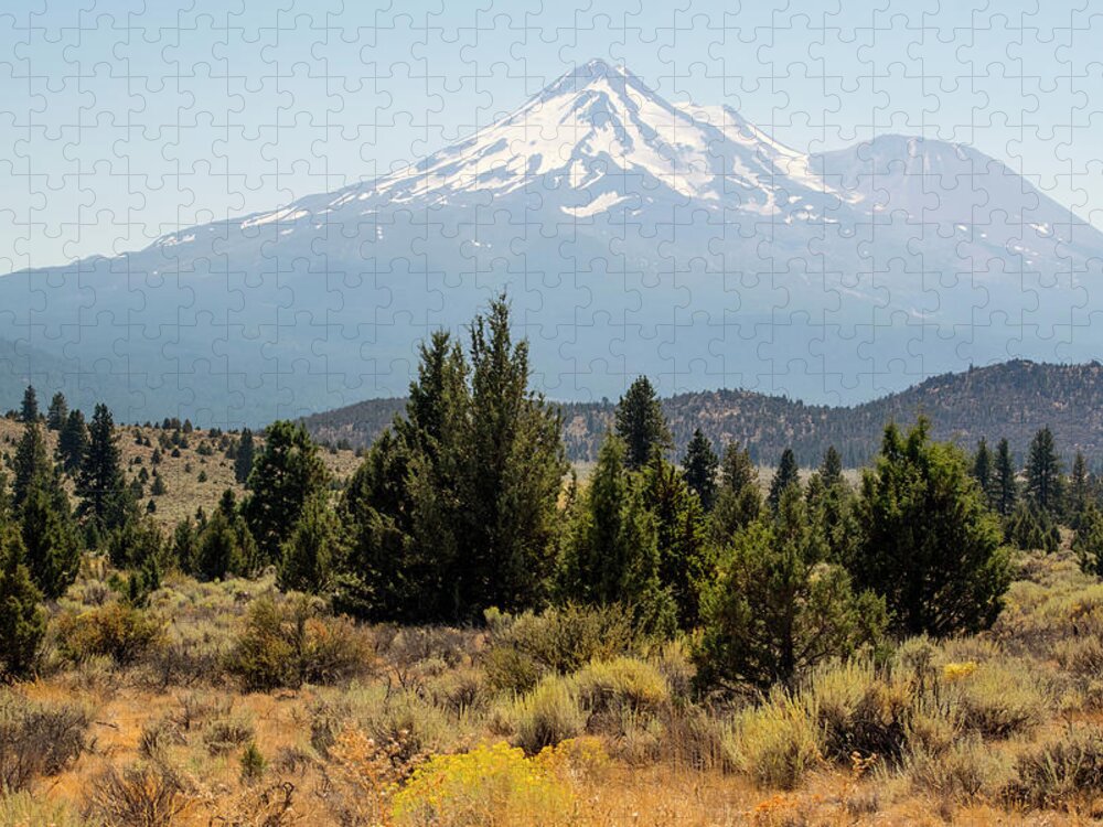 Mountain Jigsaw Puzzle featuring the photograph Mount Shasta and Shastina by Frank Wilson