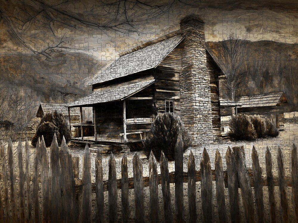Art Jigsaw Puzzle featuring the photograph Mountain Cabin by Randall Nyhof