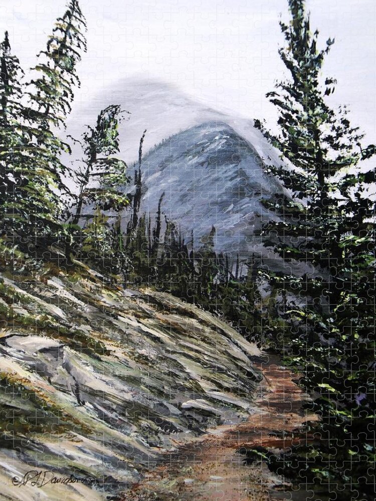 Mountain Jigsaw Puzzle featuring the painting Mountain Pathway by Pat Davidson