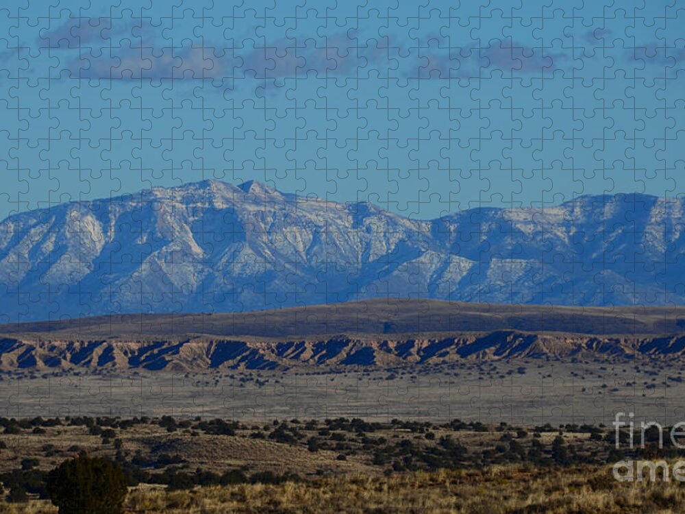 Southwest Landscape Jigsaw Puzzle featuring the photograph Mountain range at dusk by Robert WK Clark
