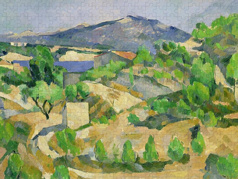 Mountains Jigsaw Puzzle featuring the painting Mountains in Provence by Paul Cezanne