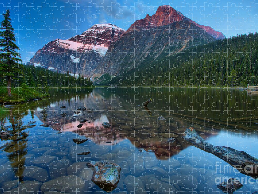 Cavell Jigsaw Puzzle featuring the photograph Mt Edith Cavell Sunrise Glow by Adam Jewell