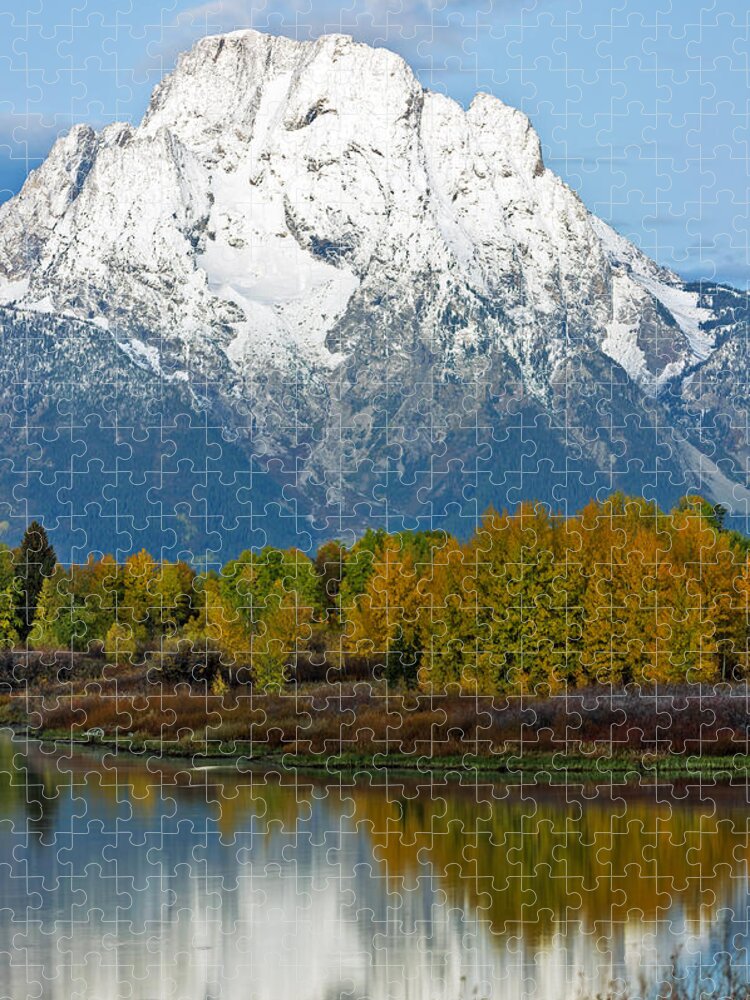 Mt Jigsaw Puzzle featuring the photograph Mt Moran from Ox Bow Bend by Gary Langley