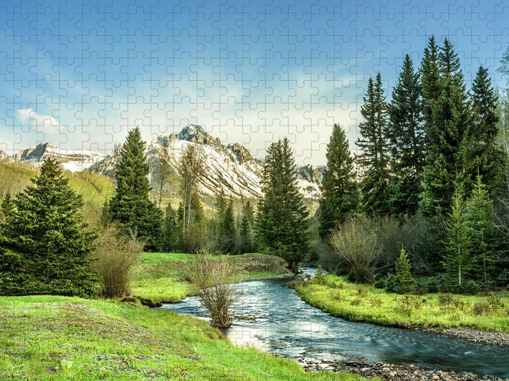 Landscape Jigsaw Puzzle featuring the photograph Mt. Sneffels Peak by Angela Moyer