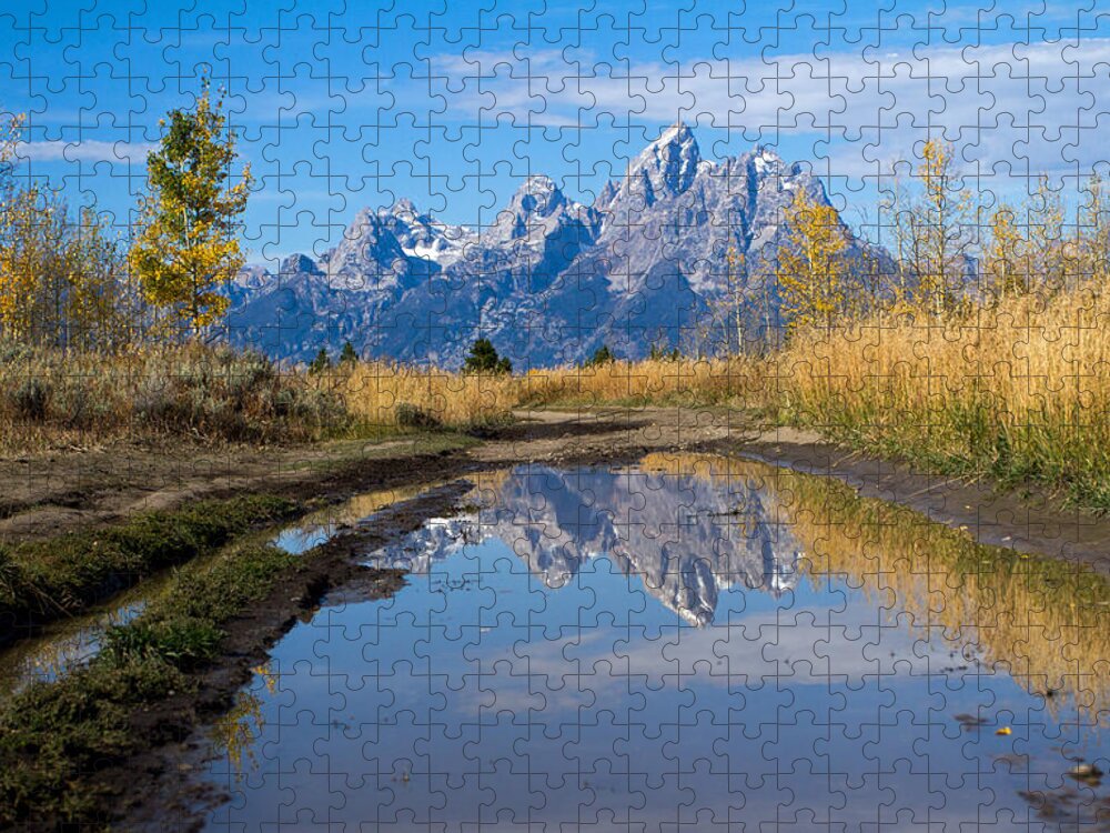 Grand Teton Jigsaw Puzzle featuring the photograph Mud Puddle Reflection by Shari Sommerfeld