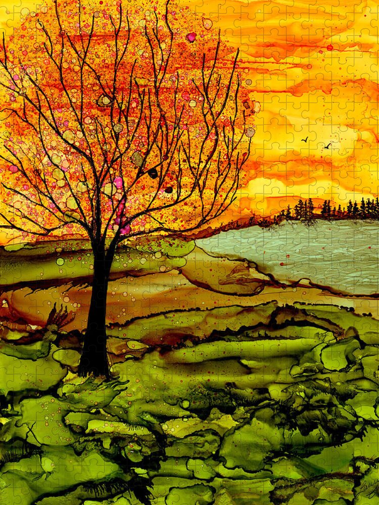 Alcohol Ink Jigsaw Puzzle featuring the painting Muddy Fall by Laurie Williams