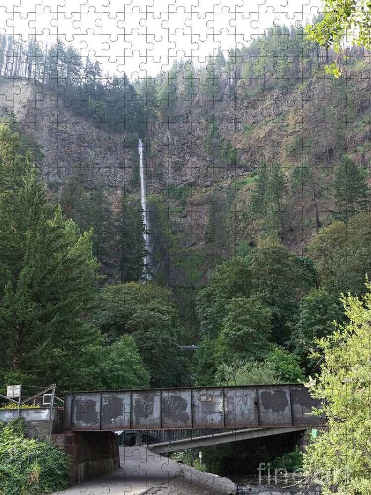 Wingsdomain Jigsaw Puzzle featuring the photograph Multnomah Falls in the Columbia River Gorge in Oregon DSC6505 by Wingsdomain Art and Photography