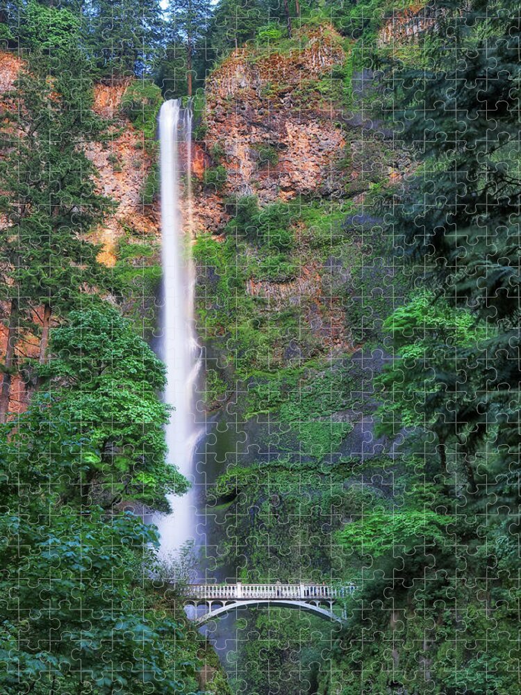 Multnomah Falls Jigsaw Puzzle featuring the photograph Multnomah Falls Portland Oregon by Robert Bellomy