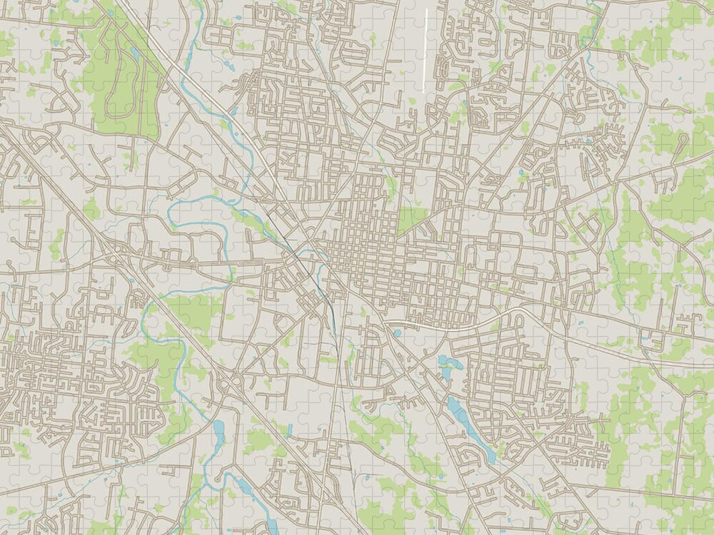Murfreesboro Jigsaw Puzzle featuring the digital art Murfreesboro Tennessee US City Street Map by Frank Ramspott
