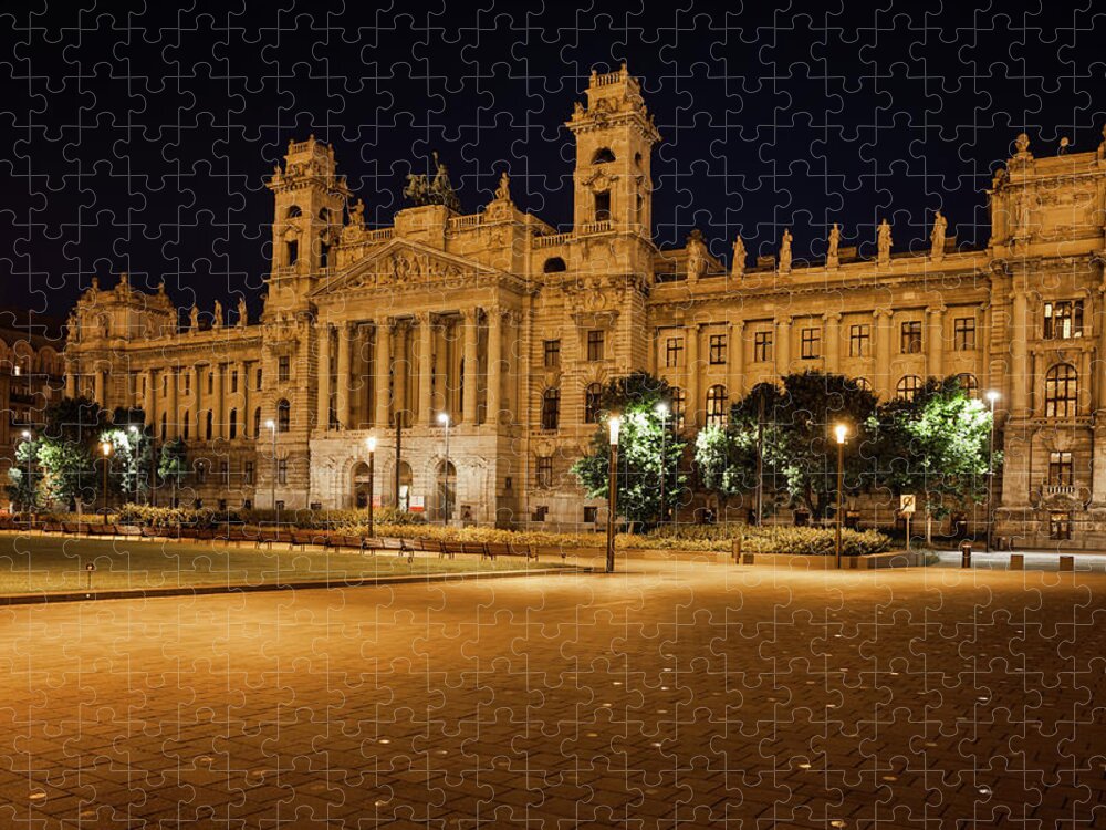 Ethnographic Jigsaw Puzzle featuring the photograph Museum of Ethnography in Budapest at Night by Artur Bogacki