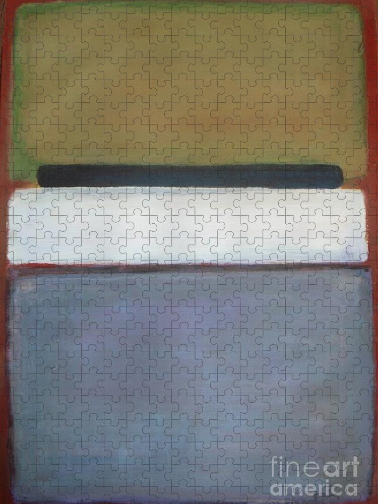Abstract Jigsaw Puzzle featuring the painting Mustard White Purple - Rothko style by Vesna Antic