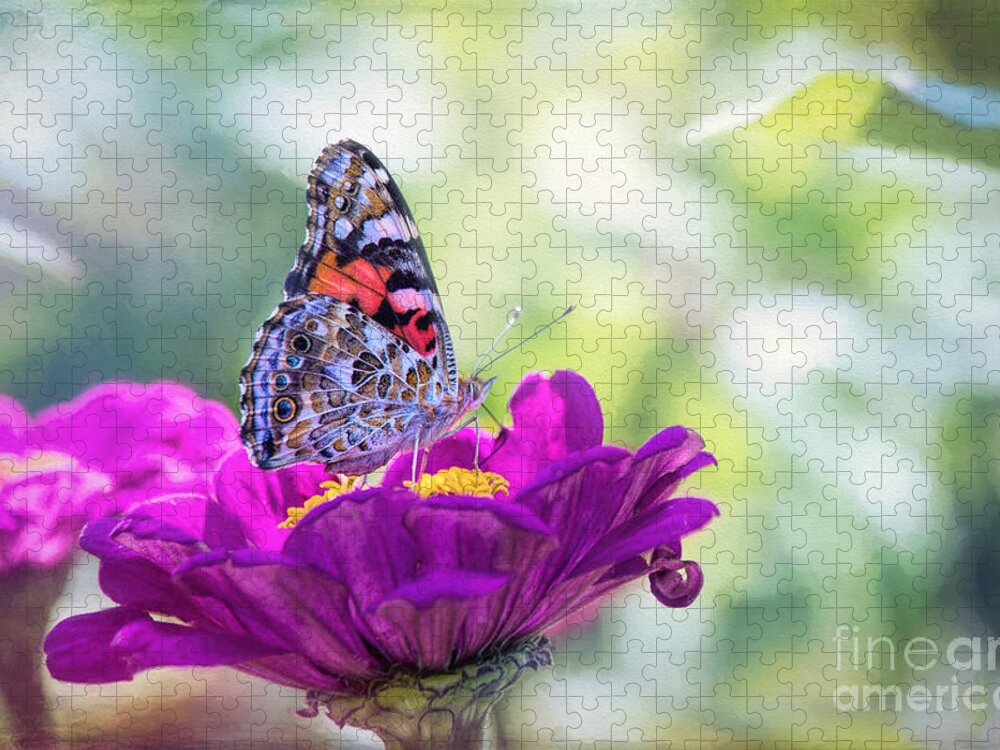 Nature Jigsaw Puzzle featuring the photograph My Fair Painted Lady by Sharon McConnell