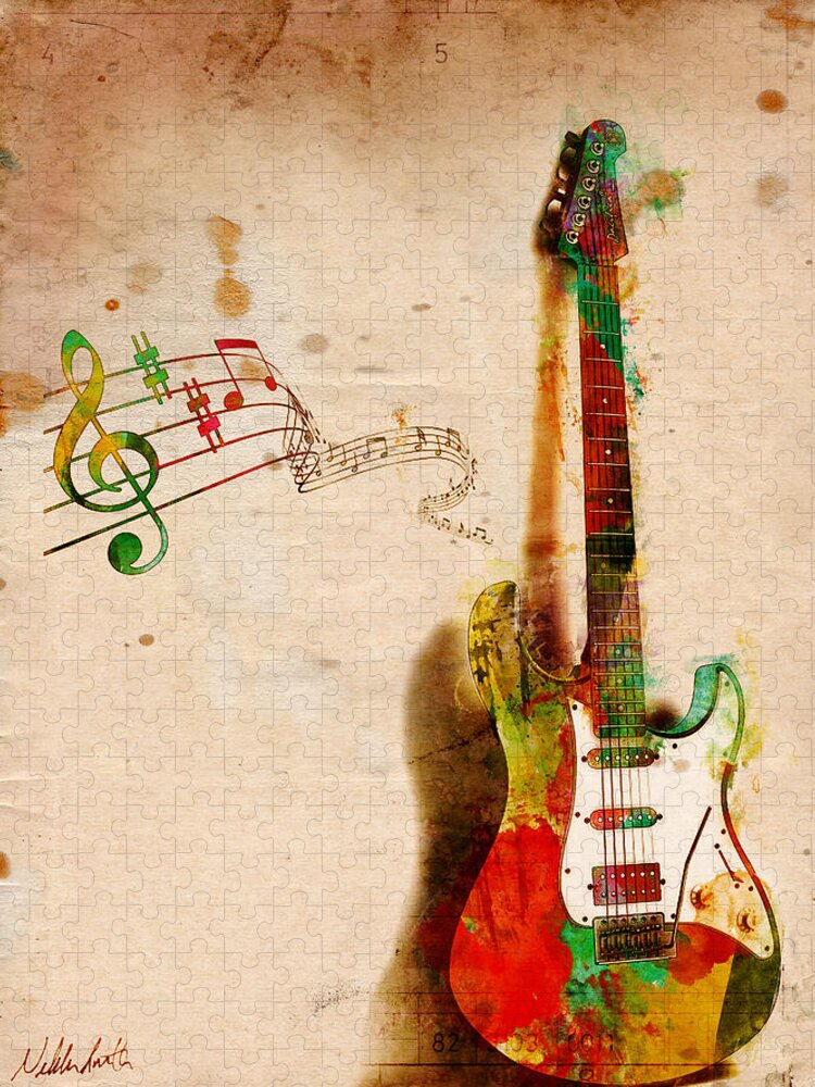 Guitar Jigsaw Puzzle featuring the digital art My Guitar Can SING by Nikki Smith