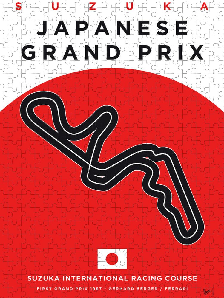 Limited Jigsaw Puzzle featuring the digital art My Japanese Grand Prix Minimal Poster by Chungkong Art