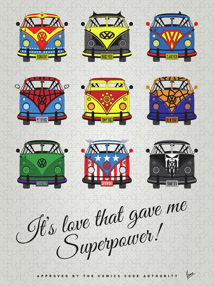 Superheroes Jigsaw Puzzle featuring the digital art MY SUPERHERO-VW-T1-supermanMY SUPERHERO-VW-T1-universe by Chungkong Art