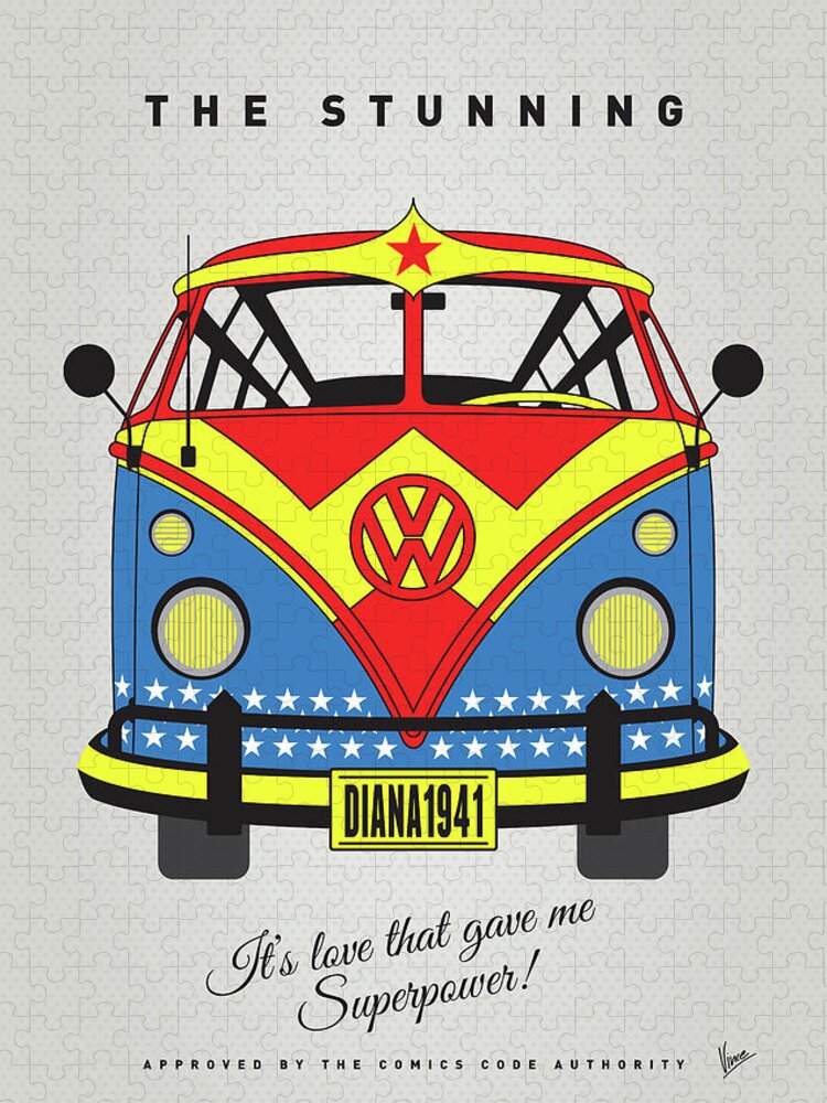 Superheroes Jigsaw Puzzle featuring the digital art MY SUPERHERO-VW-T1-supermanMY SUPERHERO-VW-T1-wonder woman by Chungkong Art